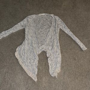 Woman’s SMALL, Grey, Long in the front shorter in the back lace bottom Cardigan